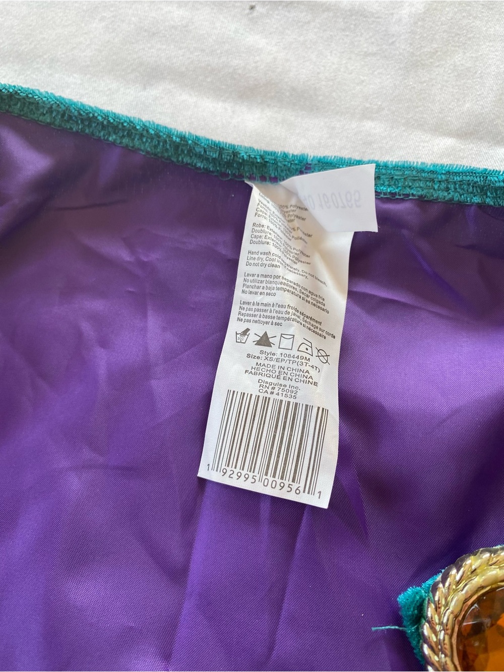 NWOT Halloween Frozen Teal & Purple Cape Size Kids Small - Picture 3 of 5